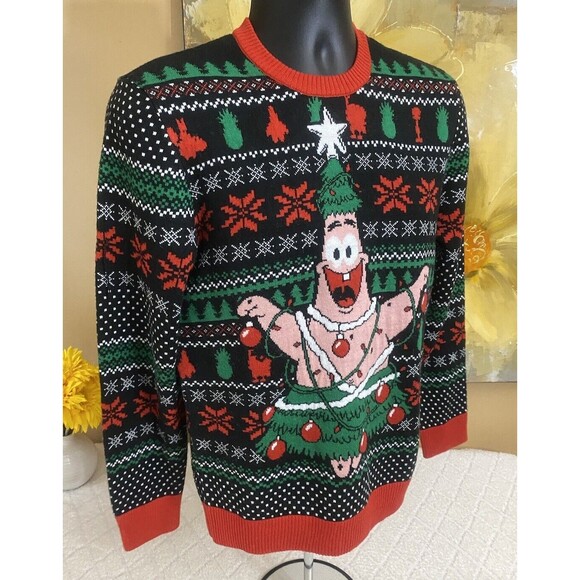 Sponge Bob Nickelodeon Patrick Christmas Theme AOP Ugly Sweater Size Small - Picture 5 of 14